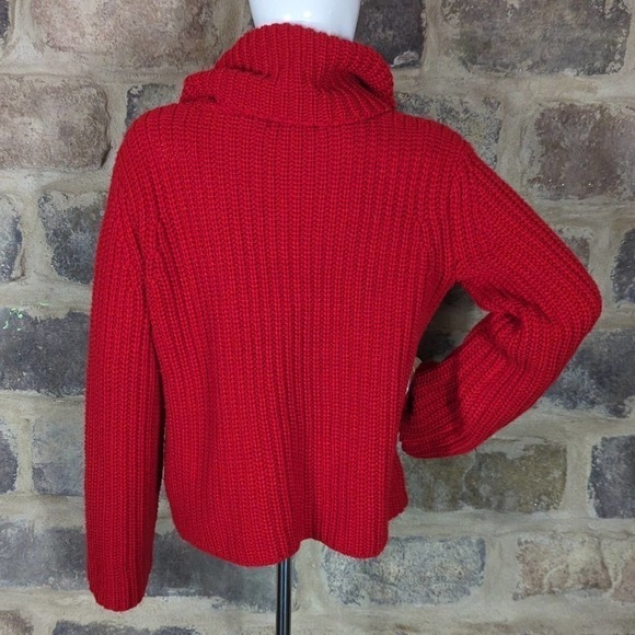 BB Dakota Love Actually Red Cowl Neck Knit Sweater Woman's Size Large Chunky - Picture 6 of 15